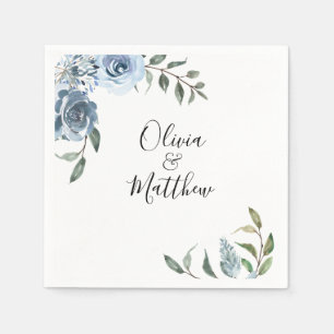 Dusty Blue Botanical Wedding Serviette
