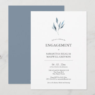 Dusty Blue Botanicals Engagement Party Einladungen
