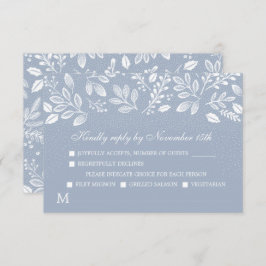 Dusty Blue Botanicals Wedding RSVP Karte