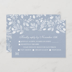 Dusty Blue Botanicals Wedding RSVP Karte