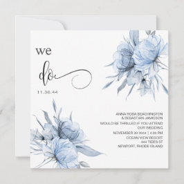 *~* Dusty Blue Bouquet AR15 Floral QR UAWG WEDDING Einladung