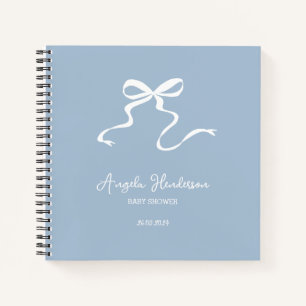 Dusty Blue Bow Baby Shower Gästebuch Notizbuch
