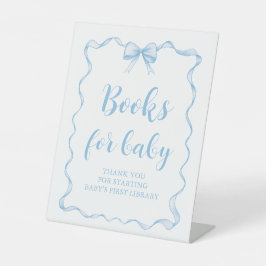 Dusty Blue Bow Boy Baby Shower Books für Baby Game Sockelschild