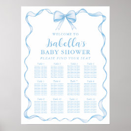 Dusty Blue Bow Boy Baby Shower Seekartenzeichen Poster