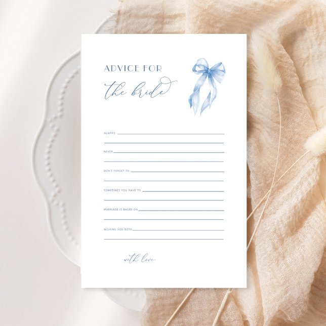 Dusty Blue Bow Brautparty Advice for the Bride (Von Creator hochgeladen)