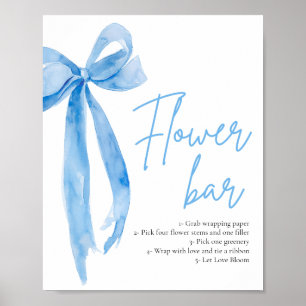 Dusty Blue Bow Brautparty Blume Bar Sign Poster