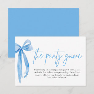 Dusty Blue Bow Brautparty The Panty Game Cards Einladung