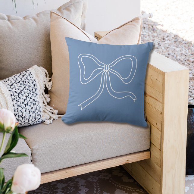 Dusty Blue Bow Coquette Ribbon Throw Kissen (Dusty Blue Bow Coquette Ribbon Throw Pillow)