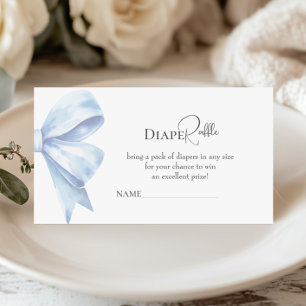 Dusty Blue Bow Diaper Raffle Baby Shower Boy Begleitkarte