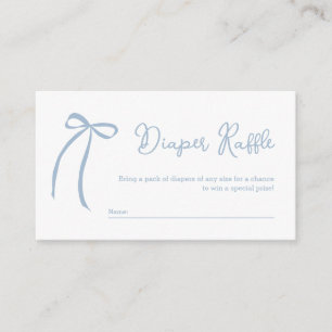 Dusty Blue Bow Diaper Raffle Enclosure Card Begleitkarte