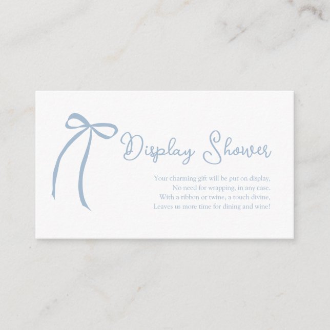 Dusty Blue Bow Display Showdusche Einschließkarte Begleitkarte (Vorderseite)