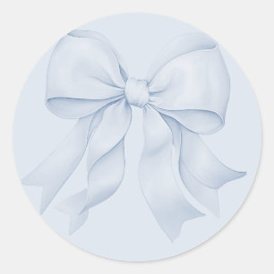 Dusty Blue Bow Elegant Runder Aufkleber