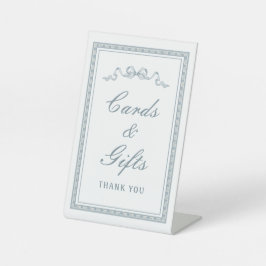 Dusty Blue Bow griechische Rahmenkarten & Geschenk Sockelschild