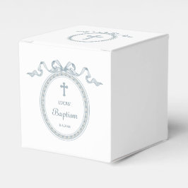 Dusty Blue Bow griechischer Rahmen Taufwürfel Geschenkschachtel