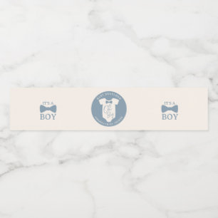 Dusty Blue Bow Krawatte Babydusche Wasserflaschenetikett