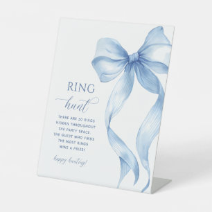 Dusty Blue Bow Ring Brautparty Sockelschild