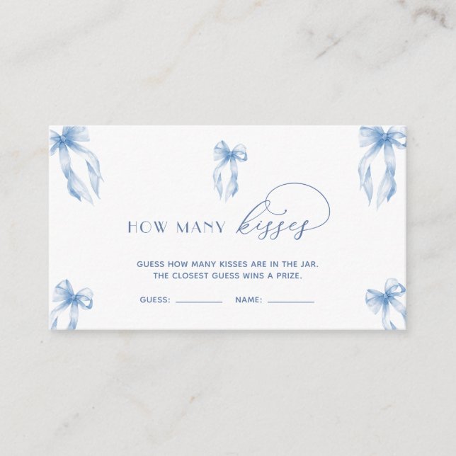 Dusty Blue Bow schätzt wie viele Kisses Game Begleitkarte (Vorderseite)
