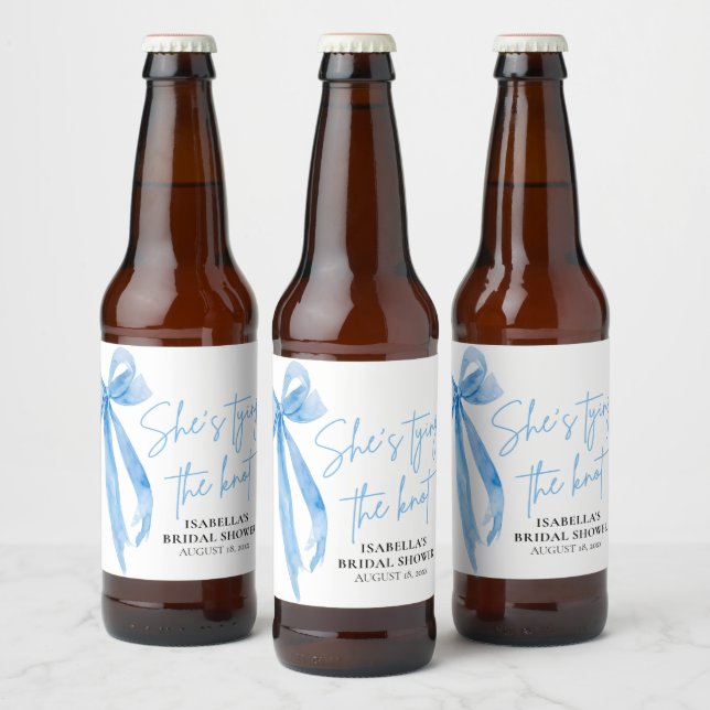 Dusty Blue Bow Sie bindet das Brautparty des Knote Bierflaschenetikett (Flaschen)