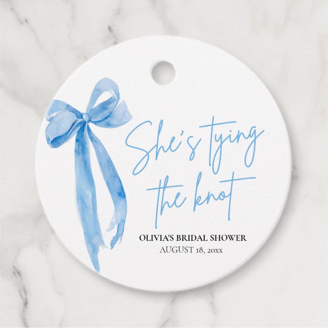 Dusty Blue Bow Sie bindet das Brautparty des Knote Geschenkanhänger (Vorderseite)