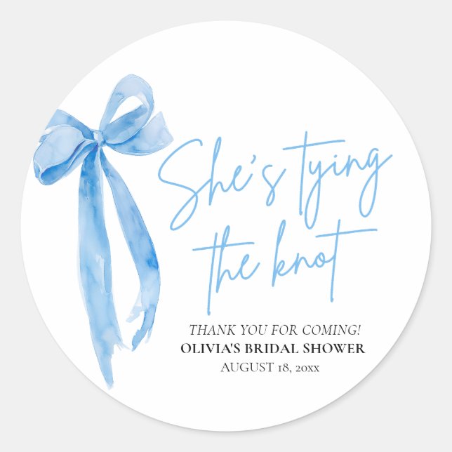 Dusty Blue Bow Sie bindet das Brautparty des Knote Runder Aufkleber (Vorderseite)