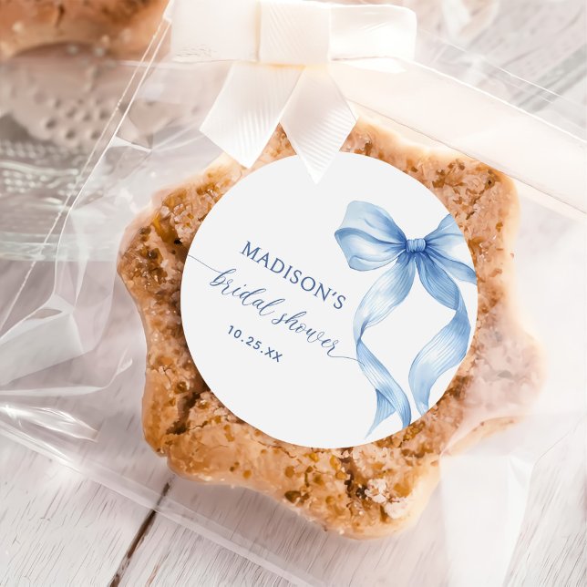 Dusty Blue Bow Sie bindet das Brautparty des Knote Runder Aufkleber (Von Creator hochgeladen)