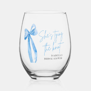 Dusty Blue Bow Sie bindet das Brautparty des Knote Weinglas Ohne Stiel