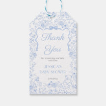 Dusty Blue bow Vintage Baby Shower Thank You