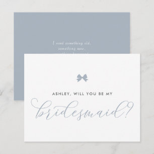 Dusty Blue Bow wird meine Bridesmaid Card sein Postkarte