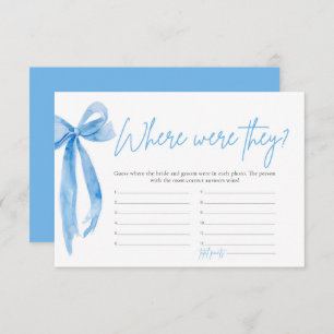 Dusty Blue Bow wo sie Brautparty Game waren Einladung