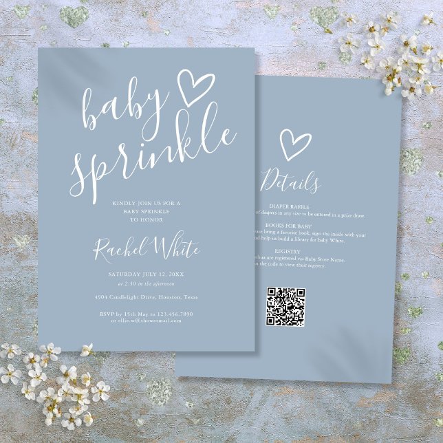 Dusty Blue Boy in einem Baby Sprinkle Dusche Einladung (Dusty Blue Boy All In One Baby Sprinkle Shower Invitation)