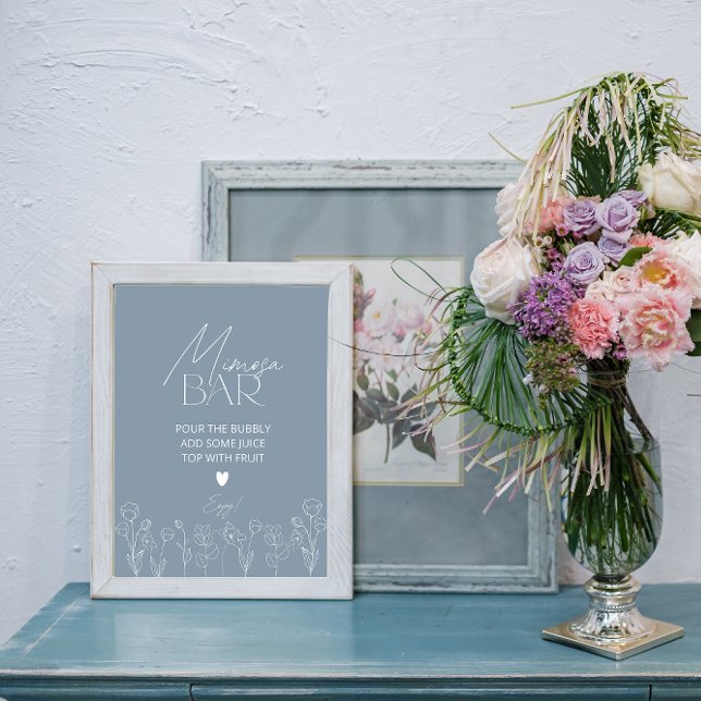 Dusty Blue Brautparty Mimosa Bar Sign Sockelschild (Von Creator hochgeladen)