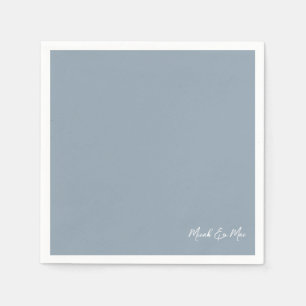 Dusty Blue Bridal Couplel Names Cocktail Napkins Serviette