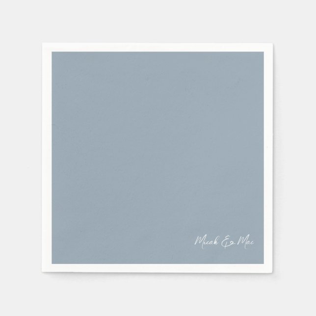 Dusty Blue Bridal Couplel Names Cocktail Napkins Serviette (Vorderseite)