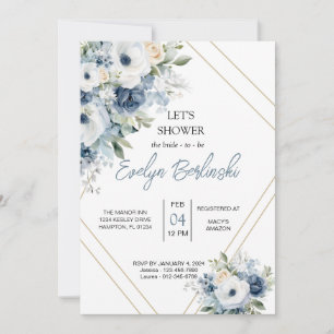 Dusty Blue Bridal Dusche Einladung