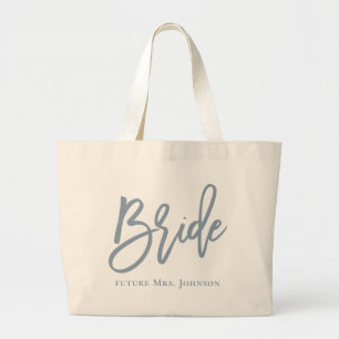 Dusty Blue Bride Script Jumbo Stoffbeutel