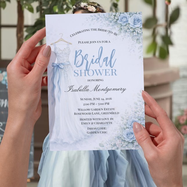 Dusty Blue Bridesmaid Dress Bridal Shower Einladung (Dusty Blue Bridesmaid Dress Bridal Shower Invitation
)
