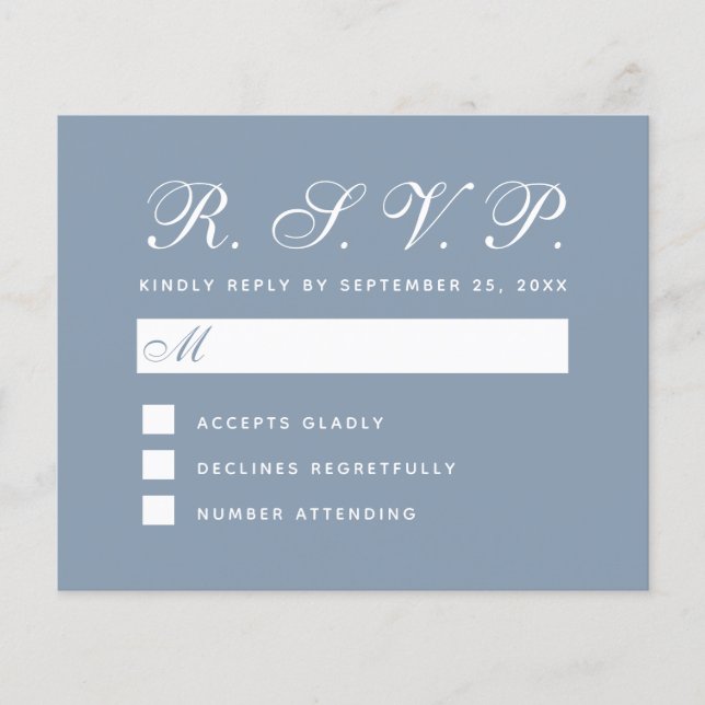 Dusty Blue Budget UAWG Simple White Script Card (Vorderseite)
