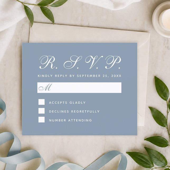 Dusty Blue Budget UAWG Simple White Script Card (Von Creator hochgeladen)