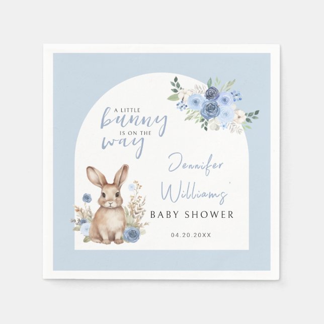 Dusty Blue Bunny Oaster Baby Duschpapier Serviette (Vorderseite)