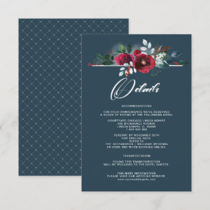 Dusty Blue   Burgundy Bloom Wedding Details Cards Einladung