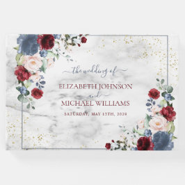 Dusty Blue Burgundy Blush Gold Floral Wedding Gästebuch