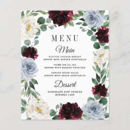 Dusty Blue Burgundy Boho Hochzeit im Herbst Menu C