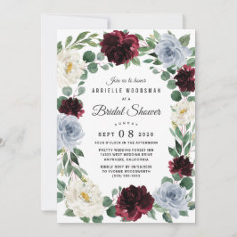 Dusty Blue Burgundy Cranberry Fall Brautparty Einladung