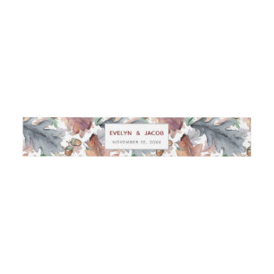 Dusty Blue Burgundy Fall Mushroom Wedding Einladungsbanderole