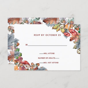 Dusty Blue Burgundy Fall Mushroom Wedding rsvp Einladung