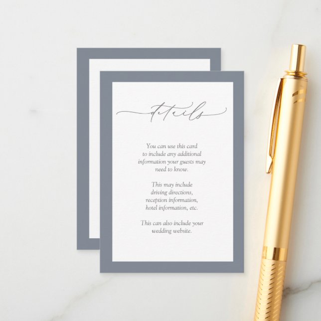 Dusty Blue Burgundy Red Floral Wedding Details Begleitkarte (Vorderseite/Rückseite Beispiel)