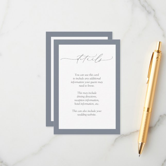 Dusty Blue Burgundy Red Floral Wedding Details Begleitkarte (Vorderseite/Rückseite Beispiel)