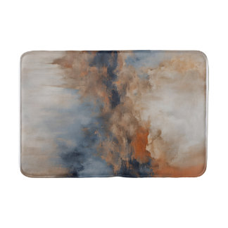 Dusty Blue Burnt Orange Marine Abstrakt Badematte