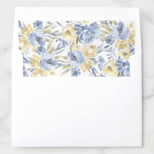 Dusty Blue Butter Yellow Watercolor Blume