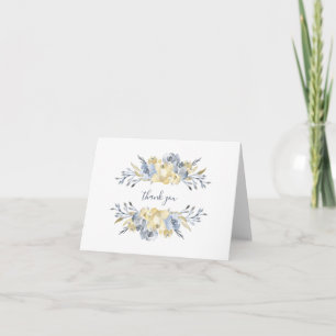 Dusty Blue Butter Yellow Watercolor Floral Dankeskarte